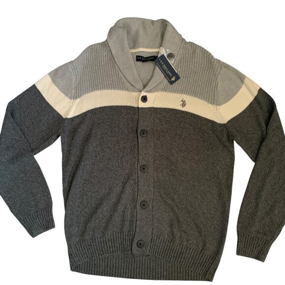U.S. Polo Assn. Men's Size L Button Front knit Long Sleeve Cardigan Sweater New - Picture 13 of 15